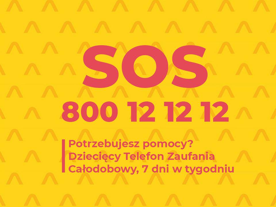 Grafika przedstawiająca całodobowy numer do Telefonu Zaufania dla dzieci
