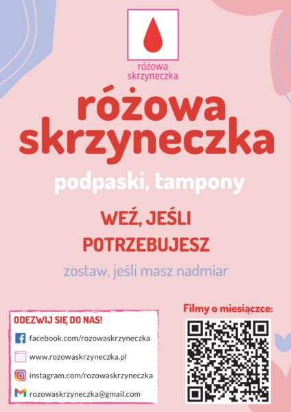 Plakat promujący akcję Różowa Skrzyneczka