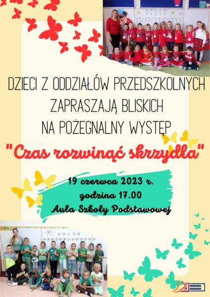 Plakat zapraszający na występ dzieci z oddziałów przedszkolnych