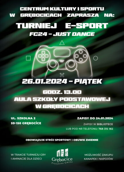 Plakat informujący o turnieju e-sport